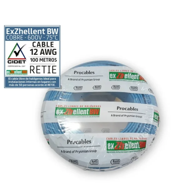 Cable 12 5M. Lib Halog Azul cobre Procables x metro